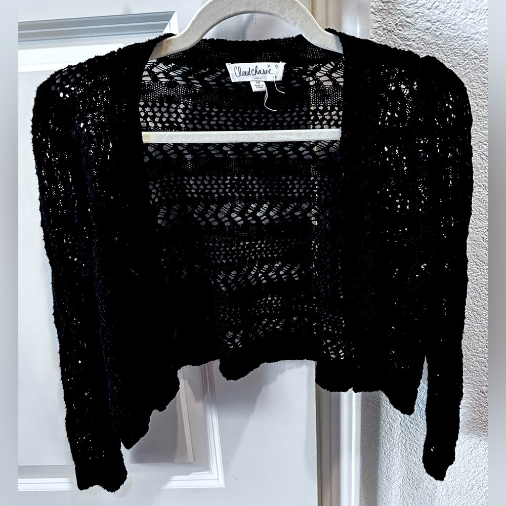 Cloud Chaser Black Open-Knit Cardigan